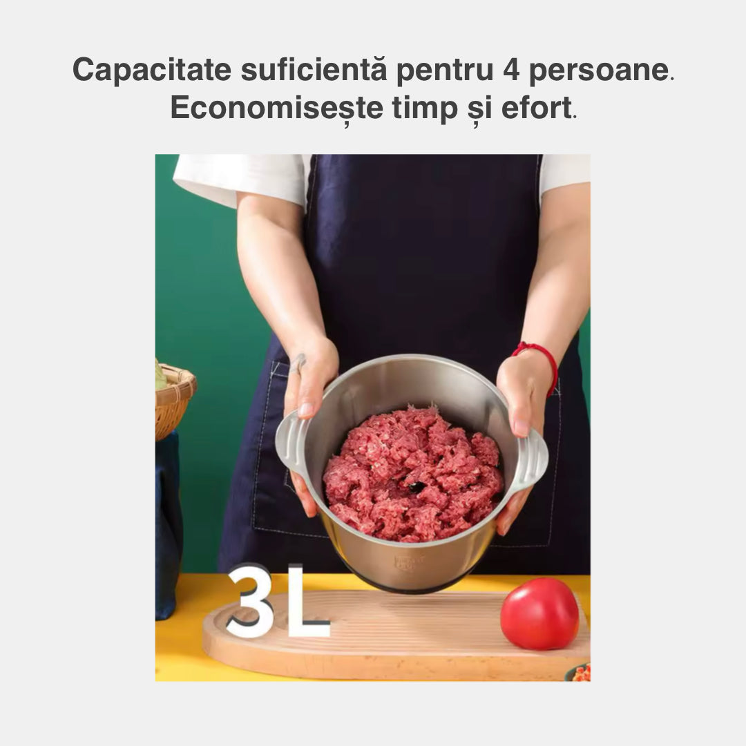 Tocător de carne și legume electric – 300W, Bol din oțel inoxidabil de 3L