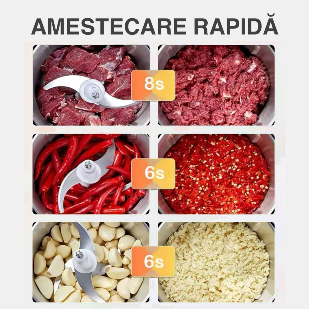 Tocător de carne și legume electric – 300W, Bol din oțel inoxidabil de 3L